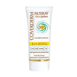 COVERDERM Filteray Face Plus SPF50/ Light Beige, Αντηλιακή Κρέμα Προσώπου με Χρώμα & After Sun, Ξηρές/Ευαίσθητες Επιδερμίδες -50ml