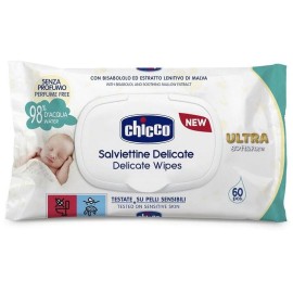 CHICCO Ultra Soft & Pure Delicate Wipes, Απαλά Μωρομάντηλα Καθαρισμού - 60τεμ