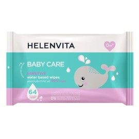 HELENVITA Baby Care Sensitive Water Based Wipes, Μωρομάντηλα με 99% Nερό - 64τεμ