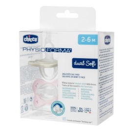 CHICCO Physioforma Dual Soft 2-6m, Πιπίλα Σιλικόνης Ροζ -2τεμ