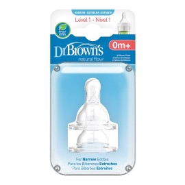 DR. BROWNS Natural Flow Options+ Silicone Teats, Θηλές Σιλικόνης για Μπιμπερό Options+ με Στενό Λαιμό, 0m+ Επίπεδο 1 - 2τεμ