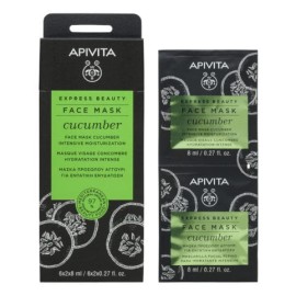 APIVITA Express Beauty Face Mask Cucumber, Μάσκα Προσώπου με Αγγούρι για Εντατική Ενυδάτωση - 2x8ml