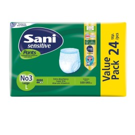 SANI Sensitive Pants Value Pack, Large No3, Ελαστικό Εσώρουχο Ακράτειας - 24τεμ