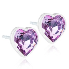 BLOMDAHL Medical Plastic Heart Light Amethyst 6mm B / 197, Σκουλαρίκια από Ιατρικό Πλαστικό - 1 ζευγάρι