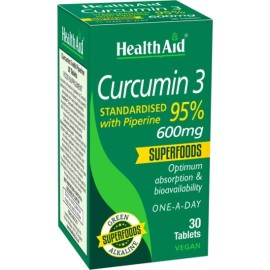 HEALTH AID Curcumin 3, 600mg Αντιοξειδωτική Κουρκουμίνη & Πιπερίνη - 30tabs