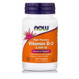 NOW FOODS Vitamin D3 2000IU, Συμπλήρωμα Διατροφής με Βιταμίνη D3 2000IU - 120softgels