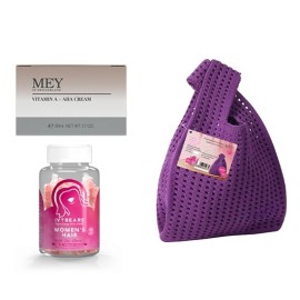 MEY Promo Vitamin A + AHA Cream, Κρέμα Αντιγήρανσης 24ωρης Δράσης -50ml & IvyBears Womens Hair -60gummies & ΔΩΡΟ Knitted Bag, 1σετ