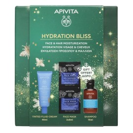 APIVITA Promo Hydration Bliss, Ελαφριά Kρέμα Ενυδάτωσης με Χρώμα SPF30 -40ml & ΔΩΡΟ Μάσκα Ενυδάτωσης με Θαλάσσια Λεβάντα -2x8ml & Σαμπουάν Καθημερινής Χρήσης -75ml, 1σετ