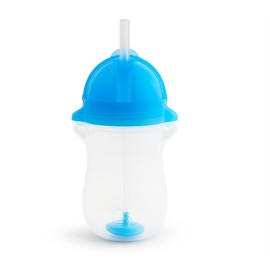 MUNCHKIN Tip & Sip Straw Cup Tall , Ποτήρι με Καλαμάκι & Βαρίδι που δε Χύνεται, Μπλε - 296ml
