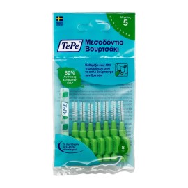 TEPE Interdental Brush, Μεσοδόντια Βουρτσάκια Πράσινα, Μέγεθος ISO: 5 (0.8 mm) - 8τεμ