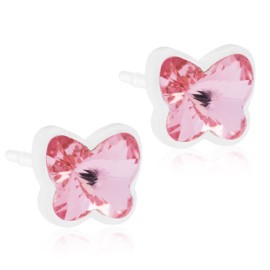 BLOMDAHL Medical Plastic Butterfly Light Rose 5mm B / 248, Σκουλαρίκια απο Ιατρικό Πλαστικό - 1 ζευγάρι