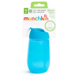 MUNCHKIN Simple Clean Straw Cup 12M+, Παιδικό Μπουκάλι με Καλαμάκι, Μπλε - 296ml