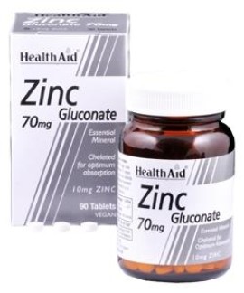 HEALTH AID Zinc Gluconate 70mg, Χηλικοποιημένος Ψευδάργυρος - 90tabs