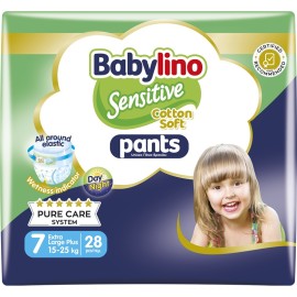 BABYLINO Sesnitive Pants No7 Extra Large Plus 15-25kg, Πάνες Βρακάκι με Ελαστική Μέση - 28τεμ