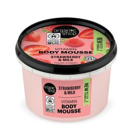 NATURA SIBERICA Organic Shop Vitamin Body Mousse Strawberry & Milk, Ελαφριά Μους Σώματος με Βιταμίνες, Φράουλα & Γάλα - 250ml