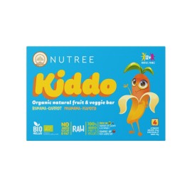 NUTREE Kiddo Organic Natural Fruit & Veggie Bar, Βιολογικό Παιδικό Snack με Μπανάνα & Καρότο - 4τεμ x 30gr
