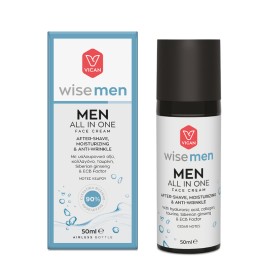 VICAN Wise Men All in One After Shave & All Day Face Cream, After-shave, Ενυδατική & Αντιγηραντική 24ωρη Κρέμα Προσώπου - 50ml