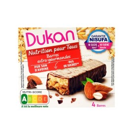 DUKAN Μπάρες Πίτουρου Βρώμης με Επικάλυψη Μαύρης Σοκολάτας & Πικραμύγδαλο - 4τεμ x 30gr