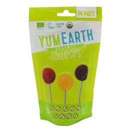 YUMEARTH Organic Fruit Lollipops, Βιολογικά Γλειφιτζούρια με Γεύσεις Κεράσι, Μήλο, Σταφύλι - 14τεμ