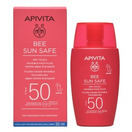 APIVITA Bee Sun Safe Dry Touch Invisible Face Fluid,  Αντηλιακή Ενυδατική Κρέμα- Τζελ Ελαφριάς Υφής Προσώπου SPF50 - 50ml
