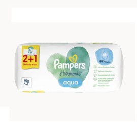 PAMPERS Baby Wipes Harmonie Aqua, Μωρομάντηλα με  99% Νερό - 48τεμ 2+1 Δώρο