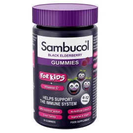 SAMBUCOL Black Elderberry For Kids + Vitamin C, Παιδικά Ζελεδάκια Ενίσχυσης Ανοσοποιητικού - 30τεμ