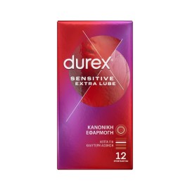 DUREX Sensitive Extra Lube, Λεπτά Προφυλακτικά με Έξτρα Λιπαντικό - 12τεμ