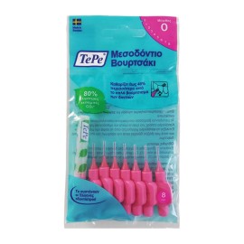 TEPE Interdental Brush, Μεσοδόντια Βουρτσάκια Ροζ, Μέγεθος ISO: 0 (0.4 mm) - 8τεμ