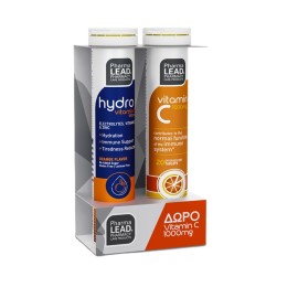 PHARMALEAD Hydro Vitamin C 1000mg, Συμπλήρωμα Διατροφής με Ηλεκτρολύτες, Βιταμίνη C, Βιταμίνη D3 & Ψευδάργυρο - 20eff. tabs & Vitamin C 1000mg - 20eff. tabs