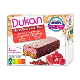 DUKAN Μπάρες Πίτουρου Βρώμης με Κόκκινα Φρούτα & Επικάλυψη Μαύρης Σοκολάτας - 4τεμ x 30gr