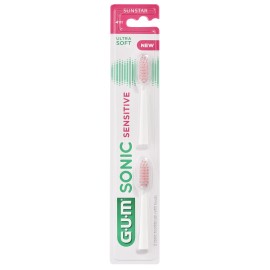 GUM Sonic Sensitive Electric Toothbrush Refill Heads, White Ultra Soft, 4111, Ανταλλακτικές Κεφαλές - 2τεμ