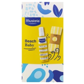 MUSTELA Baby Beach, High Protection Sun Spray SPF50, Βρεφικό, Παιδικό Αντηλιακό Ιδανικό για Όλη την Οικογένεια - 200ml & ΔΩΡΟ Πετσέτα Θαλάσσης