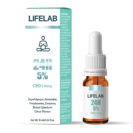 LIFELAB 24H 5% CBD 500mg, Υπογλώσσιες Σταγόνες - 10ml