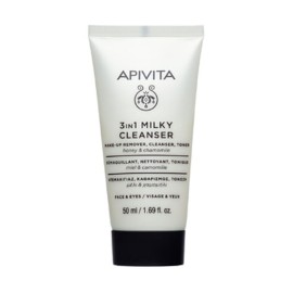 APIVITA 3 in 1 Milky Cleanser, Γαλάκτωμα Καθαρισμού με Χαμομήλι & Μέλι για Πρόσωπο & Μάτια -50ml