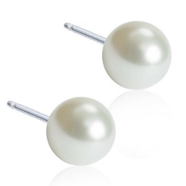 BLOMDAHL Natural Titanium 6mm Pearl White C / 20, Σκουλαρίκια από Τιτάνιο - 1 ζευγάρι