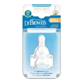 DR. BROWNS Natural Flow Options+ Silicone Teats, Θηλές Σιλικόνης για Μπιμπερό Options+ με Στενό Λαιμό, 6m+ Επίπεδο 3 - 2τεμ