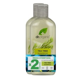 DR.ORGANIC Promo Tea Tree Shampoo Double Pack, Σαμπουάν με Βιολογικό Τεϊόδεντρο για Καταπράυνση & Ενυδάτωση -265mlx2τεμ