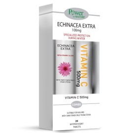 POWER OF NATURE Echinacea Extra, Συμπλήρωμα Διατροφής με Εχινάτσεα, Βιταμίνη C & Ψευδάργυρο - 20αναβρ. δισκία & ΔΩΡΟ Vitamin C 500mg - 20αναβρ. δισκία