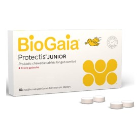 BIOGAIA ProTectis Junior, Προβιοτικά Μασώμενα Δισκία με ευχάριστη γεύση Φράουλας -10 Chew.Tabs
