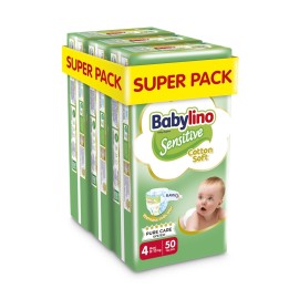 BABYLINO Sensitive Cotton Soft No4 8-13 Kg SuperPack, Πάνες με Απαλό Κάλυμμα με Βαμβάκι - 150τεμ (3x50)