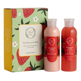 FRESH LINE Spring Promo Strawberry & Milk Αφρόλουτρο -200ml & Strawberry & Milk Γαλάκτωμα Σώματος -200ml, 1σετ
