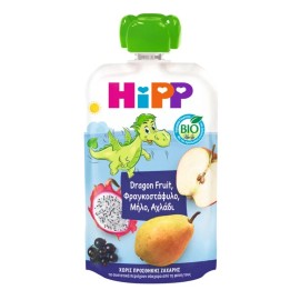 HIPP Bio Φρουτοπολτός Δράκος με Μήλο, Αχλάδι, Dragon Fruit & Φραγκοστάφυλο για 12m+ -100g