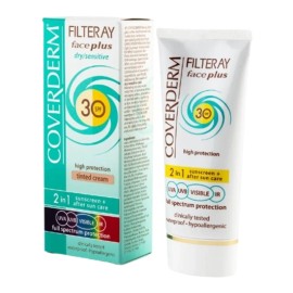 COVERDERM Filteray Face Plus Sunscreen, Αντηλιακό Προσώπου με Χρώμα Soft Brown SPF30 για Ξηρές/Ευαίσθητες Επιδερμίδες -50ml