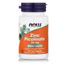 NOW FOODS Zinc Picolinate 50mg, Συμπλήρωμα Διατροφής με Ψευδάργυρο - 60caps