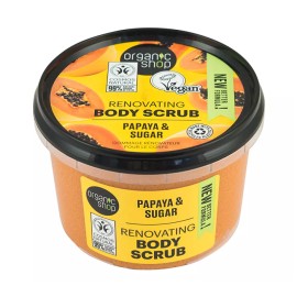 NATURA SIBERICA Organic Shop Body Scrub Juicy Papaya, Scrub Σώματος, Παπάγια και Ζάχαρη - 250ml
