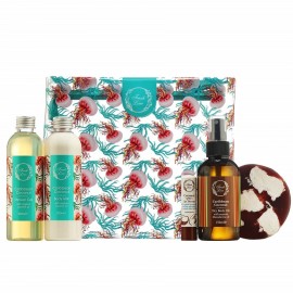 FRESH LINE Σετ Caribbean Coconut, Αφρόλουτρο - 200ml, Γαλάκτωμα Σώματος - 200ml, Dry body oil - 150ml Χειροποίητο Σαπούνι ~120g, Θεραπεία Χειλιών Καρύδα SPF15 - 5,4g