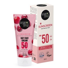NATURA SIBERICA Organic Shop Sunscreen Day Face Cream  SPF50, Αντηλιακή Κρέμα Προσώπου για Λιπαρή- Μικτή Επιδερμίδα - 50ml