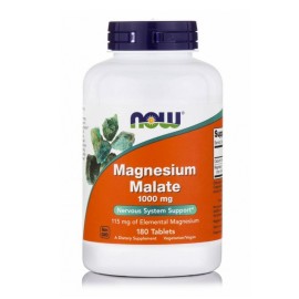 NOW FOODS Magnesium Malate 100mg, Συμπλήρωμα Διατροφής με Μηλικό Μαγνήσιο - 180tabs