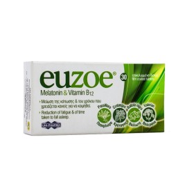 UNI-PHARMA Euzoe Melatonin & Vitamin B12, Συμπλήρωμα Διατροφής με Μελατονίνη & Βιταμίνη Β12 - 30tabs