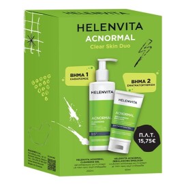 HELENVITA Promo Acnormal Λιπαρή με Δέρμα με Τάση προς Ακμή, Αφρίζον Καθαριστικό Προσώπου -200ml & Ενυδατικό Γαλάκτωμα -60ml, 1σετ